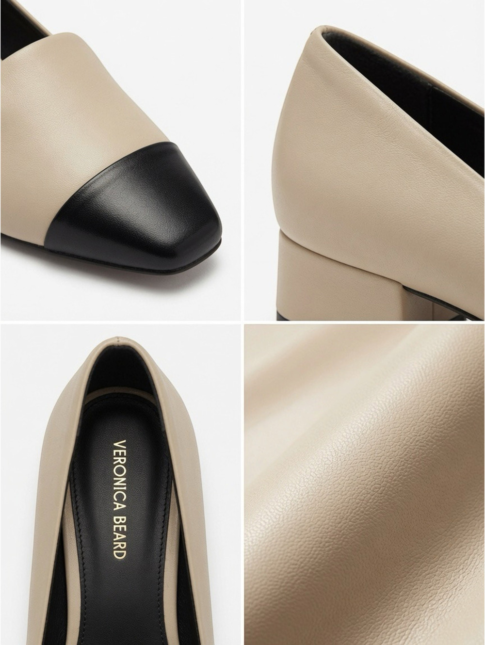 NWOT $375 MSRP Veronica Beard Two Tone Cap Toe Loafer Ecru Black Size 8.5 - Picture 2 of 7
